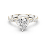 Gold Ring DDLR-165, Heart center stone, White Gold