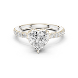 Gold Ring DDLR-165, Heart center stone, White Gold