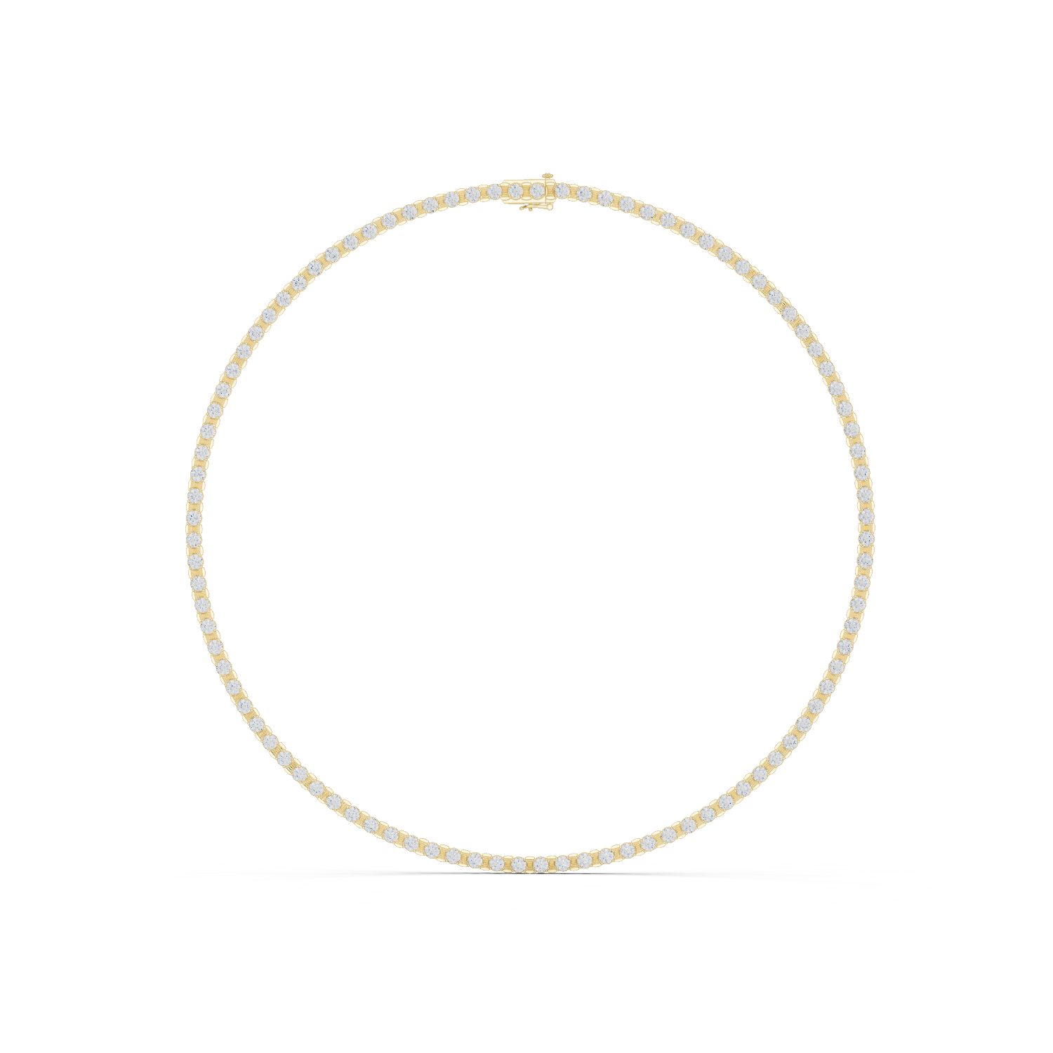 14K Solid Gold Lab Diamond Tennis Necklace, Yellow Gold