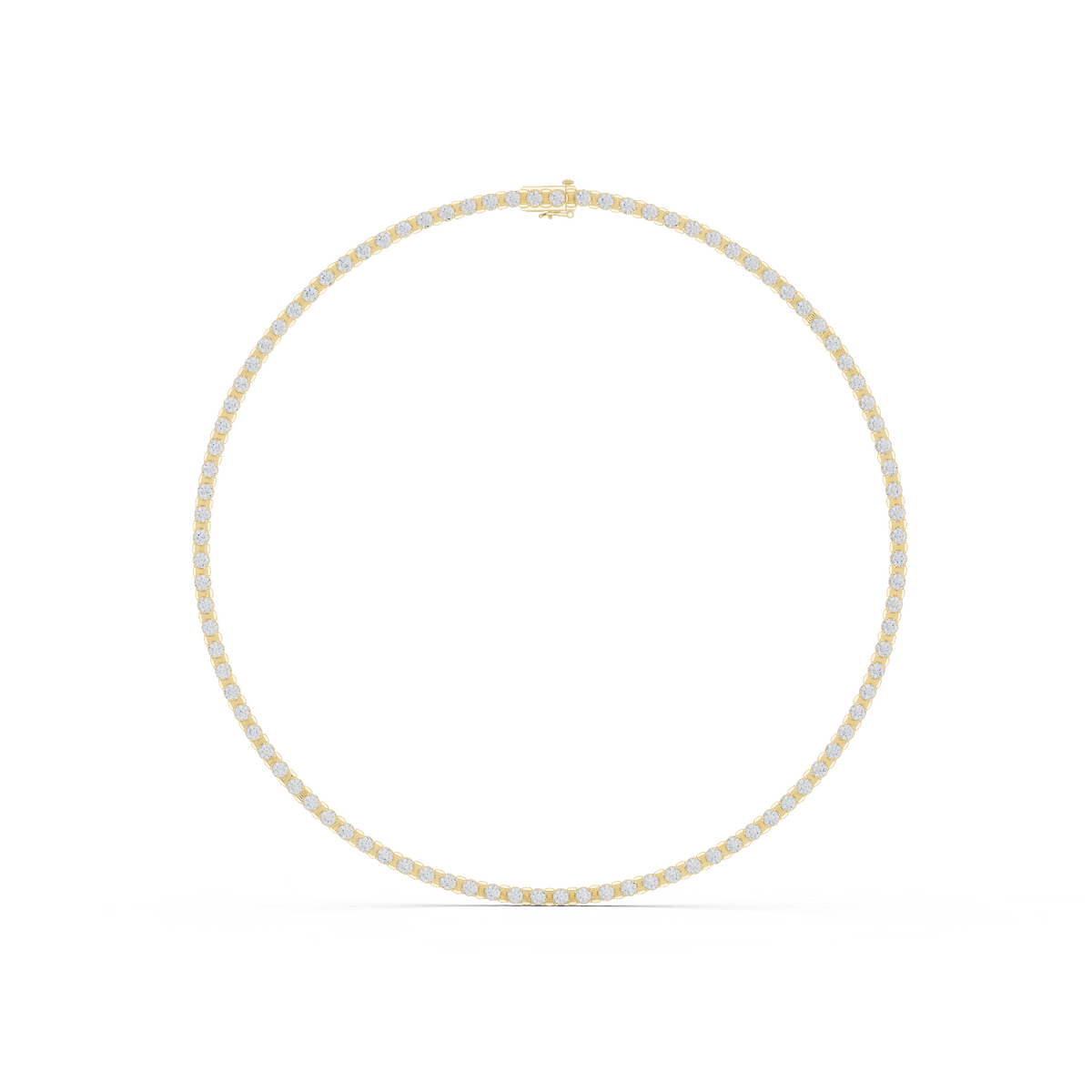 14K Solid Gold Lab Diamond Tennis Necklace, Yellow Gold