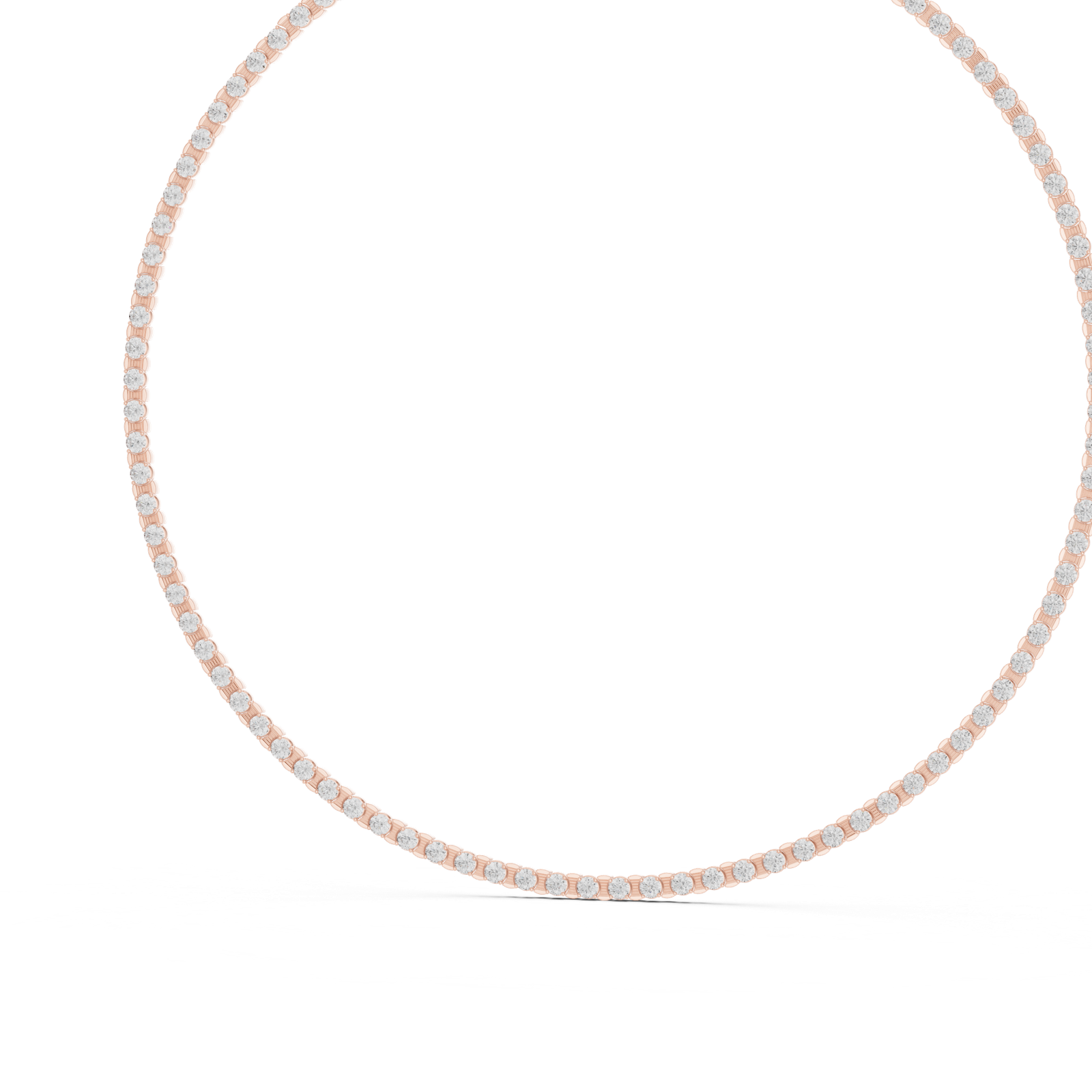 14K Solid Gold Lab Diamond Tennis Necklace, Rose Gold, view 2