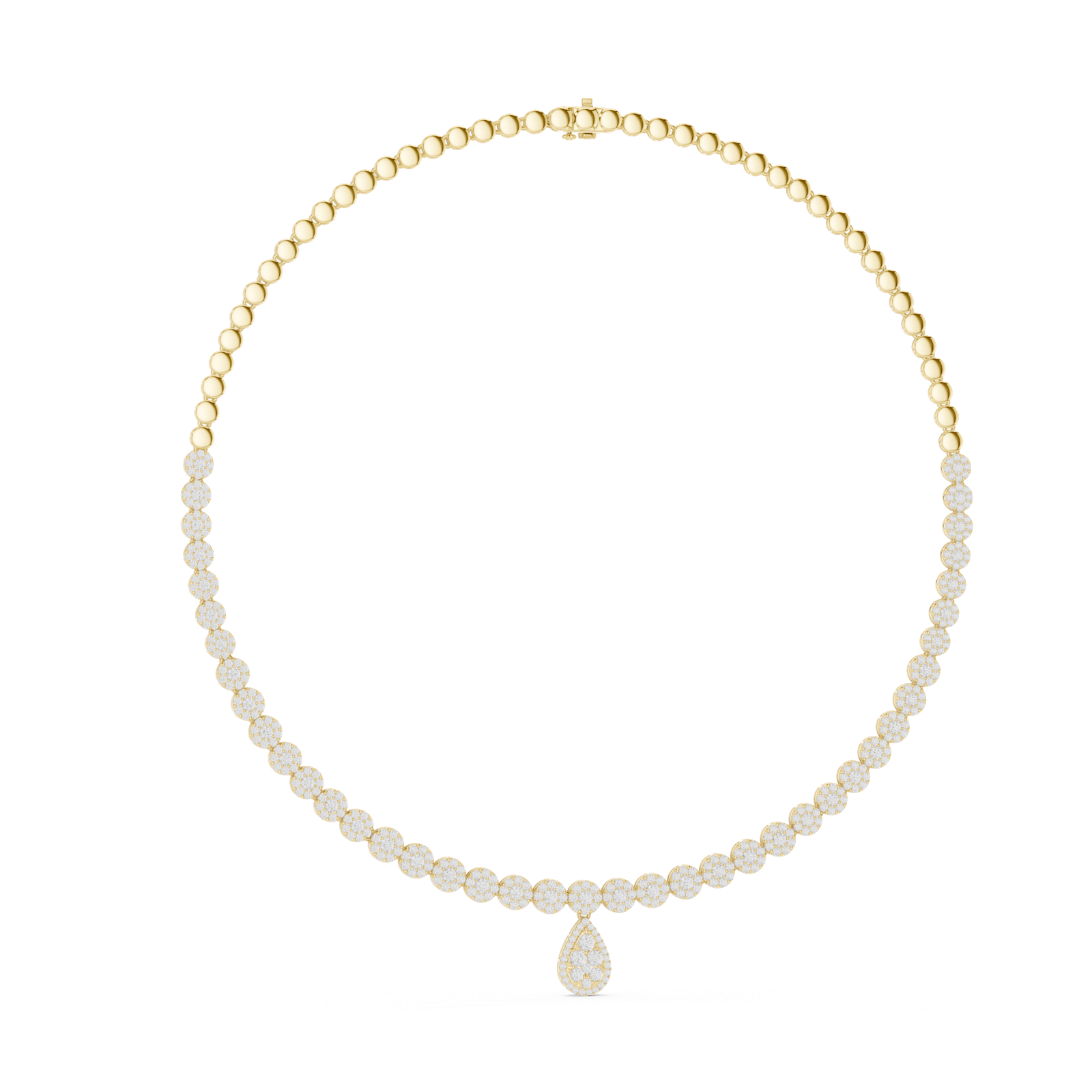 14K Solid Gold Lab Diamond Tennis Necklace, Yellow Gold, view 1