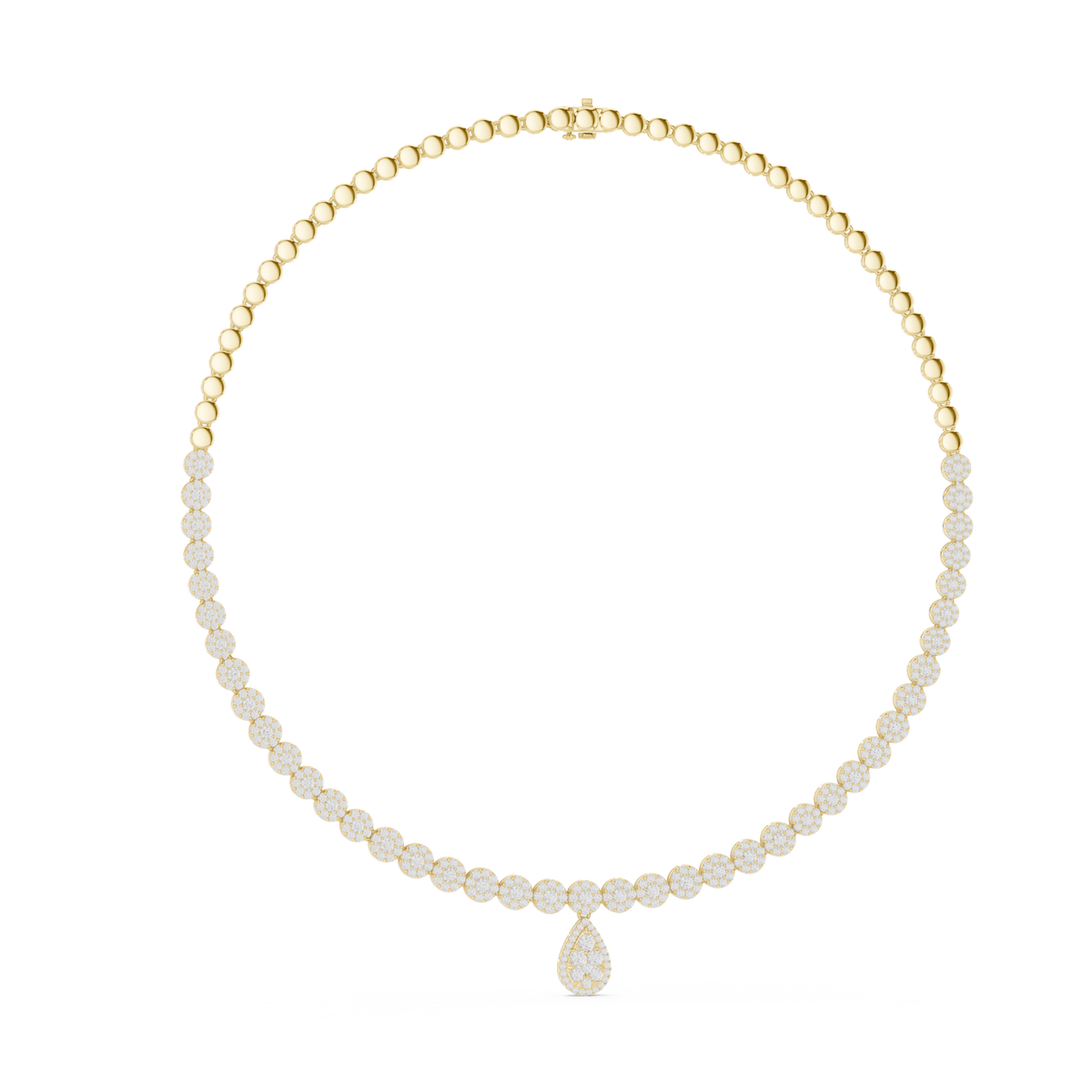 14K Solid Gold Lab Diamond Tennis Necklace, Yellow Gold, view 1