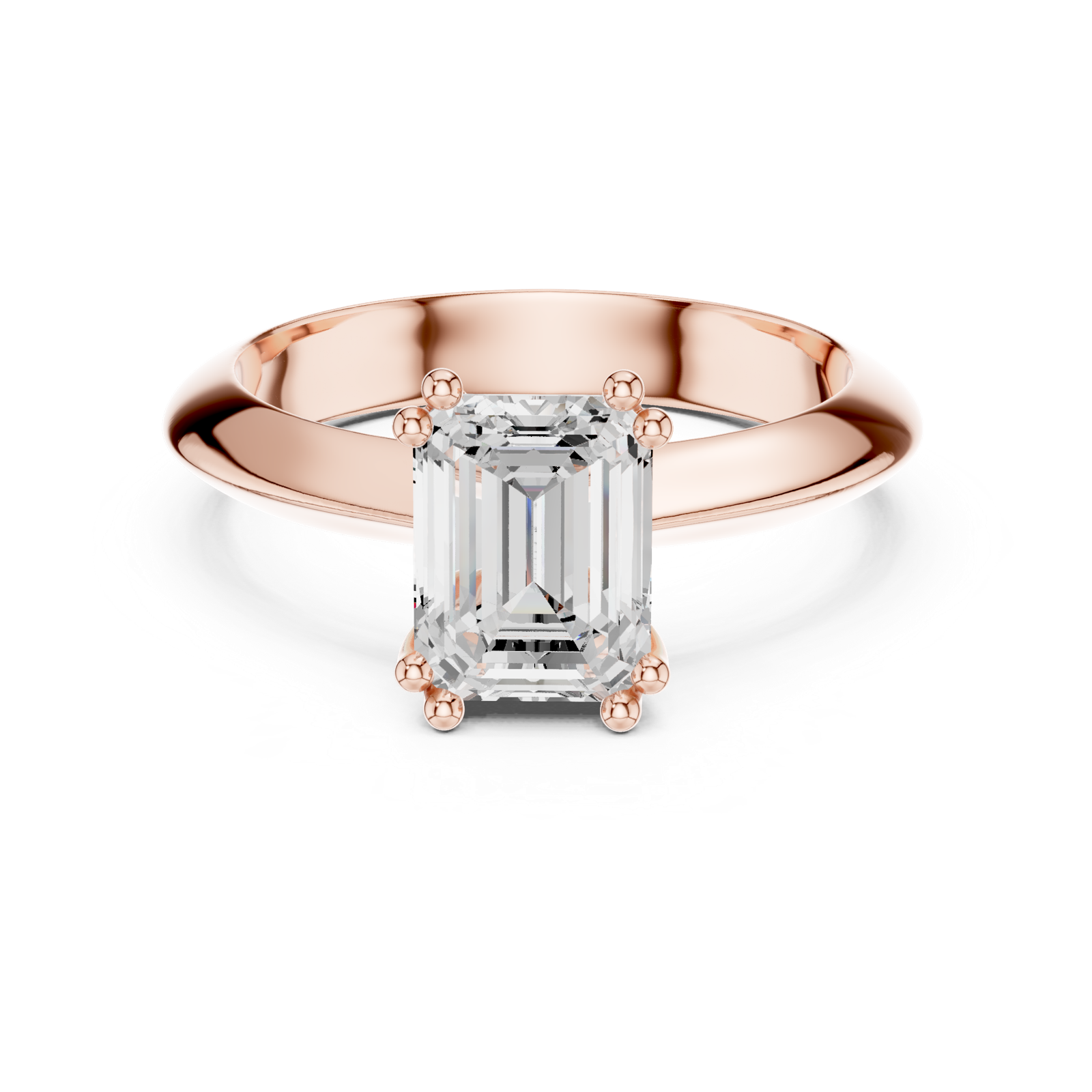 Gold Jewelry L36-8, Emerald center stone, Rose Gold, view 4