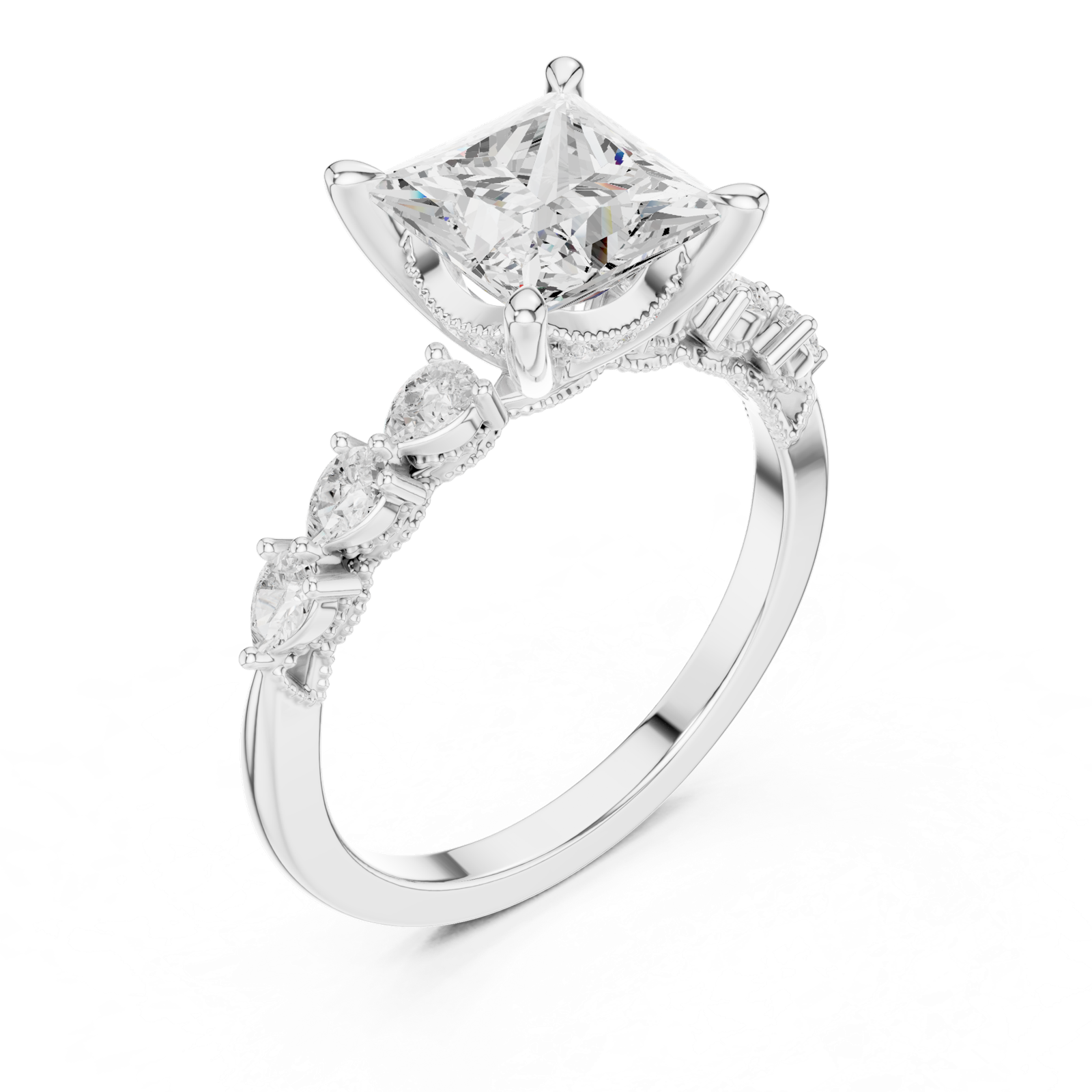 Gold Ring DDLR-1007, White Gold, view 2