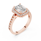Gold Ring DDLR-349, Emerald center stone, Rose Gold, view 2