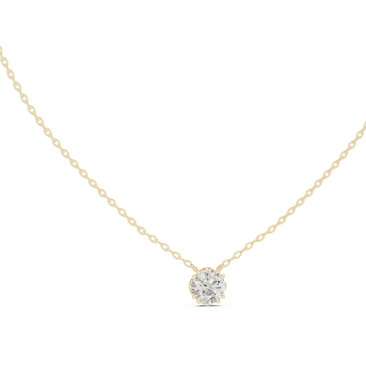 14K Solid Gold Lab Diamond Solitaire Pendant Necklace, Yellow Gold, view 1