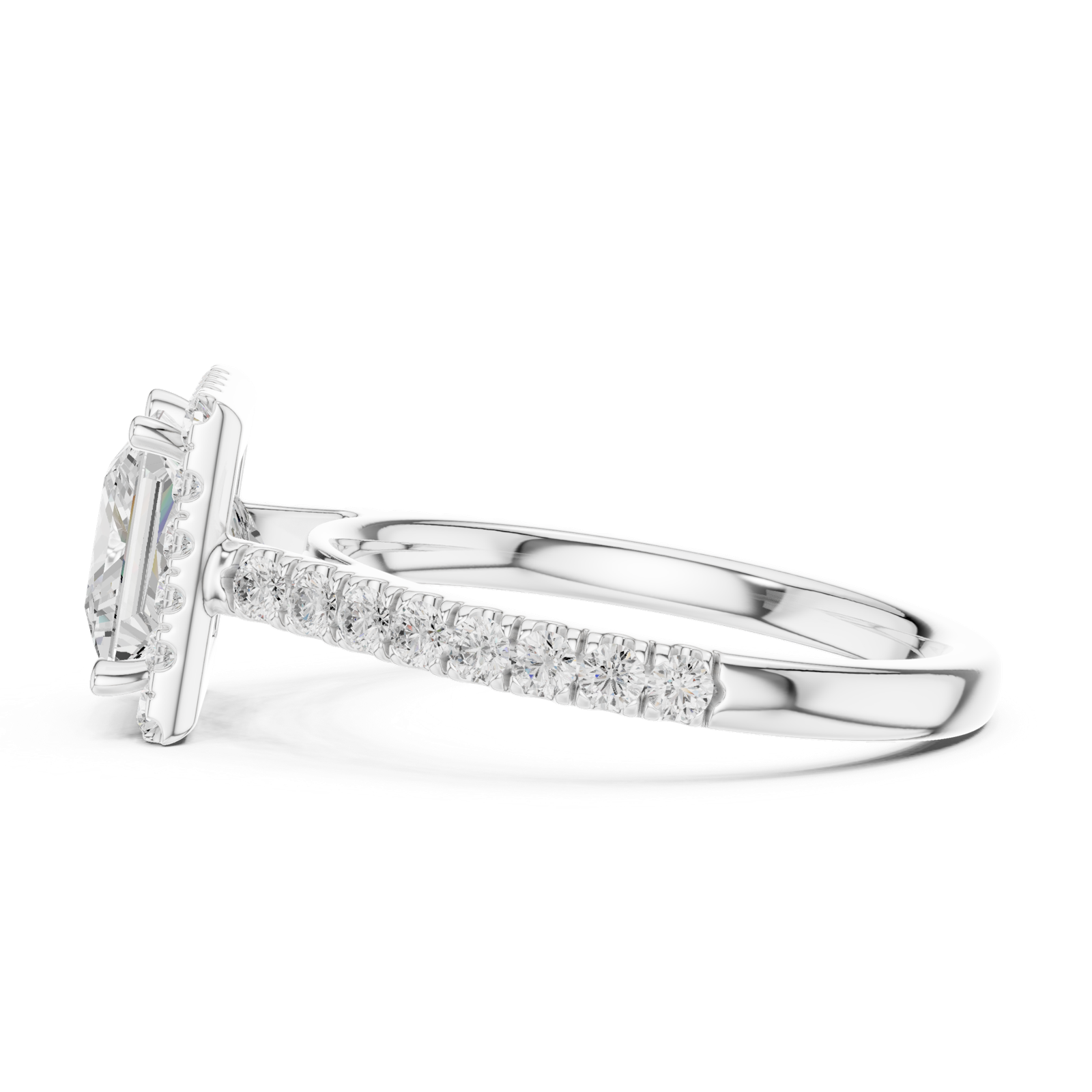 Gold Ring DDLR-118, Princess center stone, White Gold, view 3