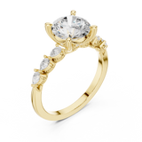 Gold Ring DDLR-168, Round center stone, Yellow Gold, view 2