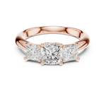 Gold Ring DDLR-044, Cushion center stone, Rose Gold, view 4