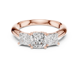 Gold Ring DDLR-044, Cushion center stone, Rose Gold, view 4