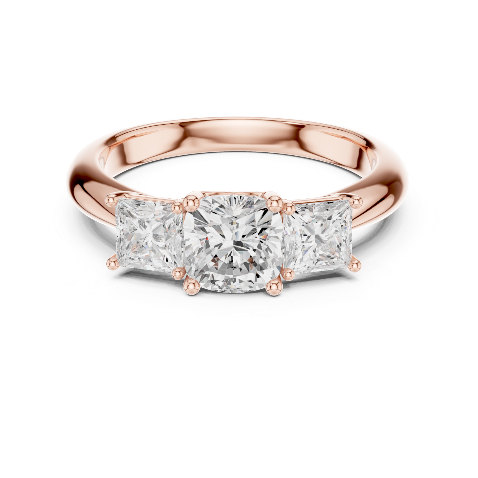 Gold Ring DDLR-044, Cushion center stone, Rose Gold, view 4