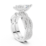 Gold Ring DDLR-300, Marquise center stone, White Gold, view 1