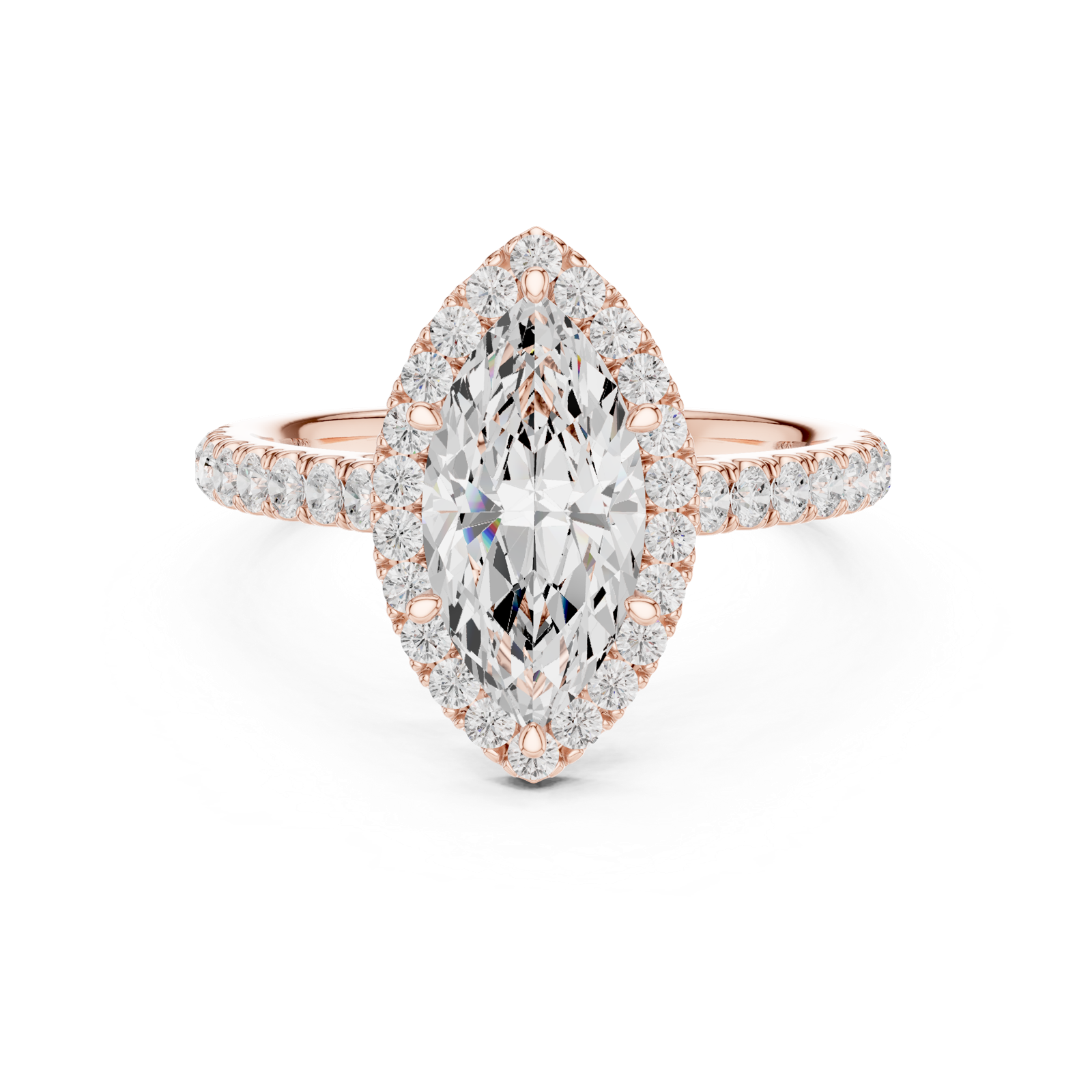 Gold Ring DDLR-118, Marquise center stone, Rose Gold, view 4