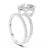 Gold Jewelry L35-39, Heart center stone, White Gold, view 1