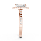 Gold Ring DDLR-349, Radiant center stone, Rose Gold, view 3