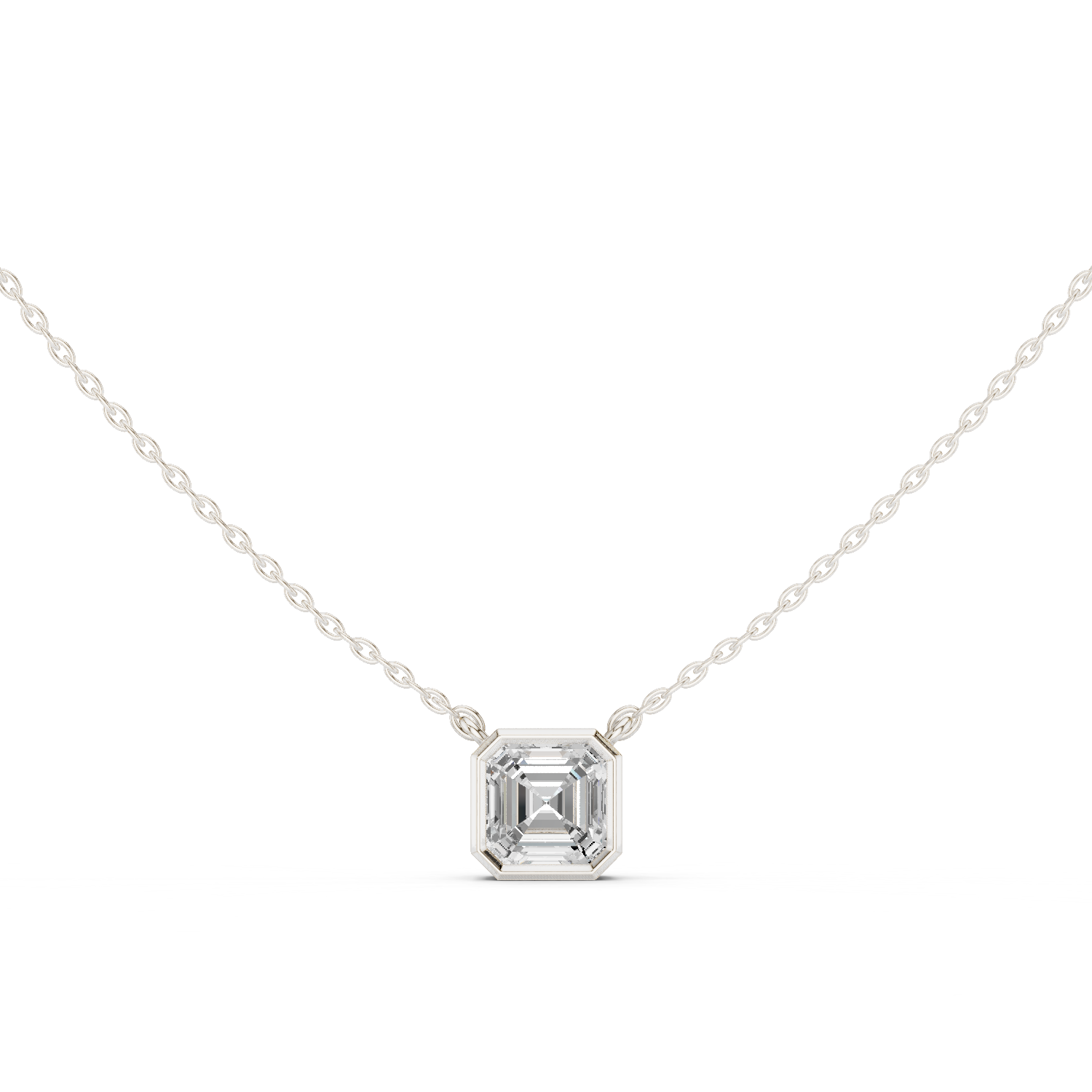 Gold Jewelry, Asscher center stone, White Gold