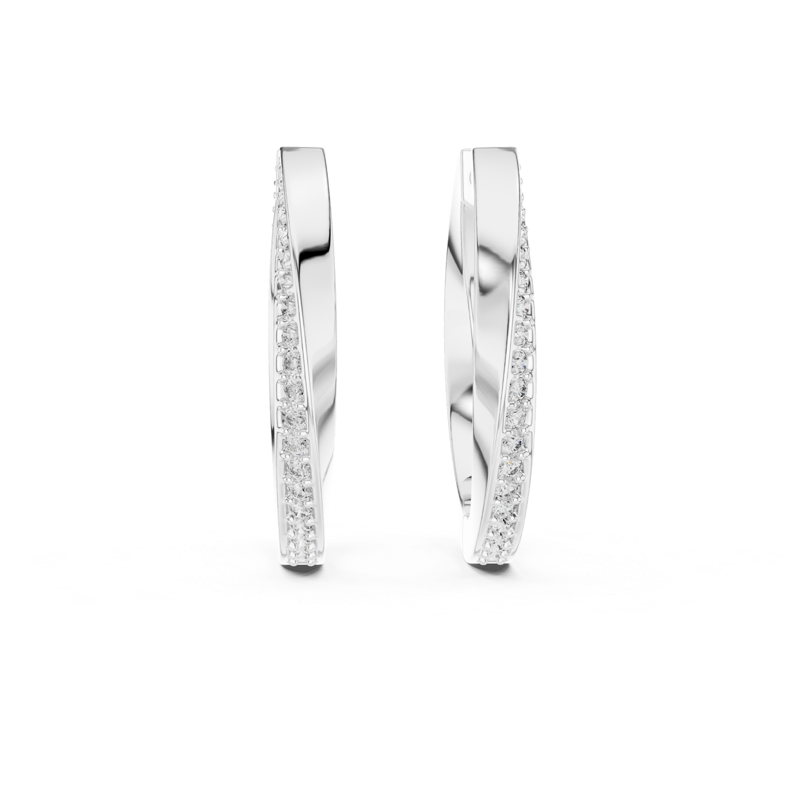 14K Solid Gold Lab Diamond Huggie Earrings, White Gold