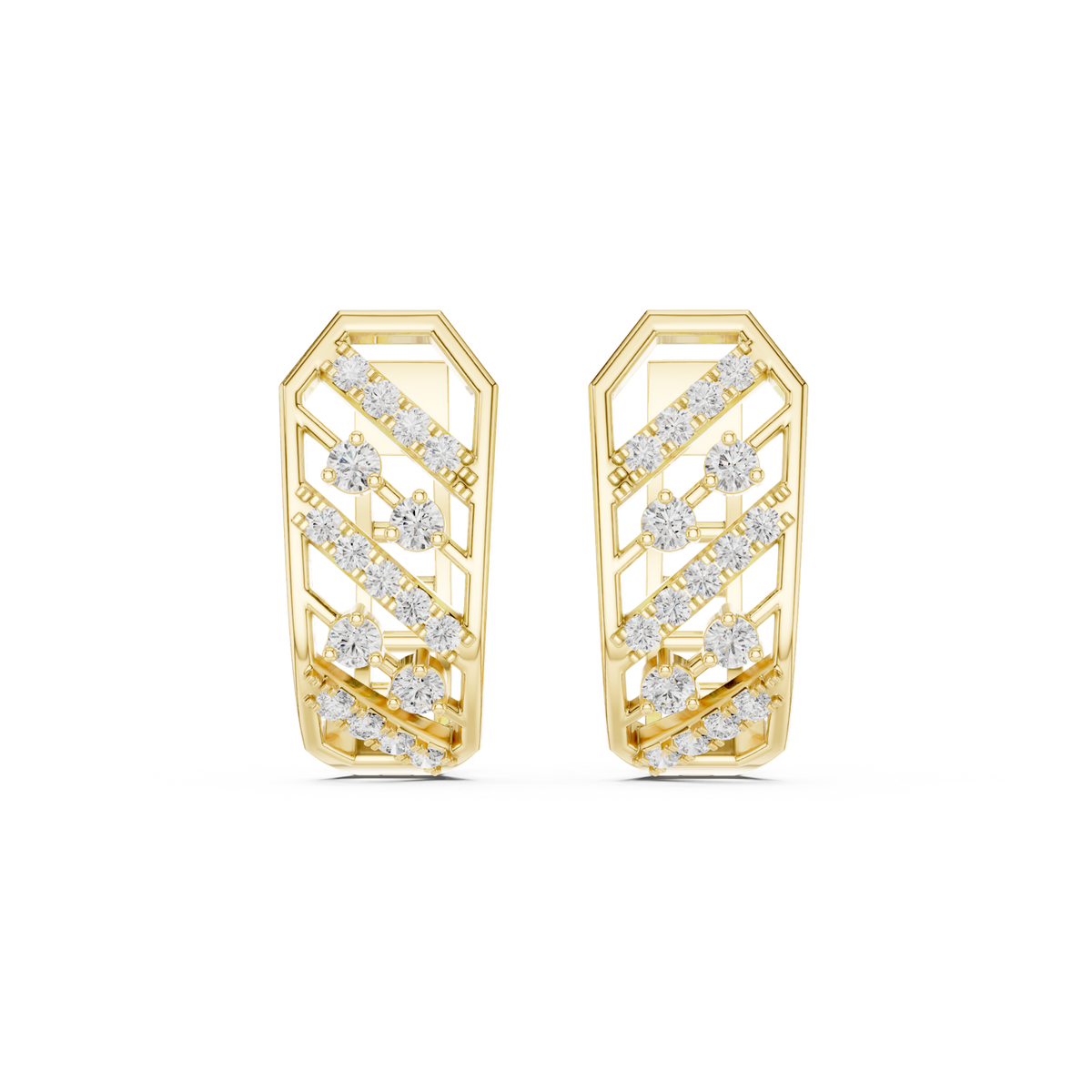14K Solid Gold Lab Diamond Cluster Earrings, Yellow Gold