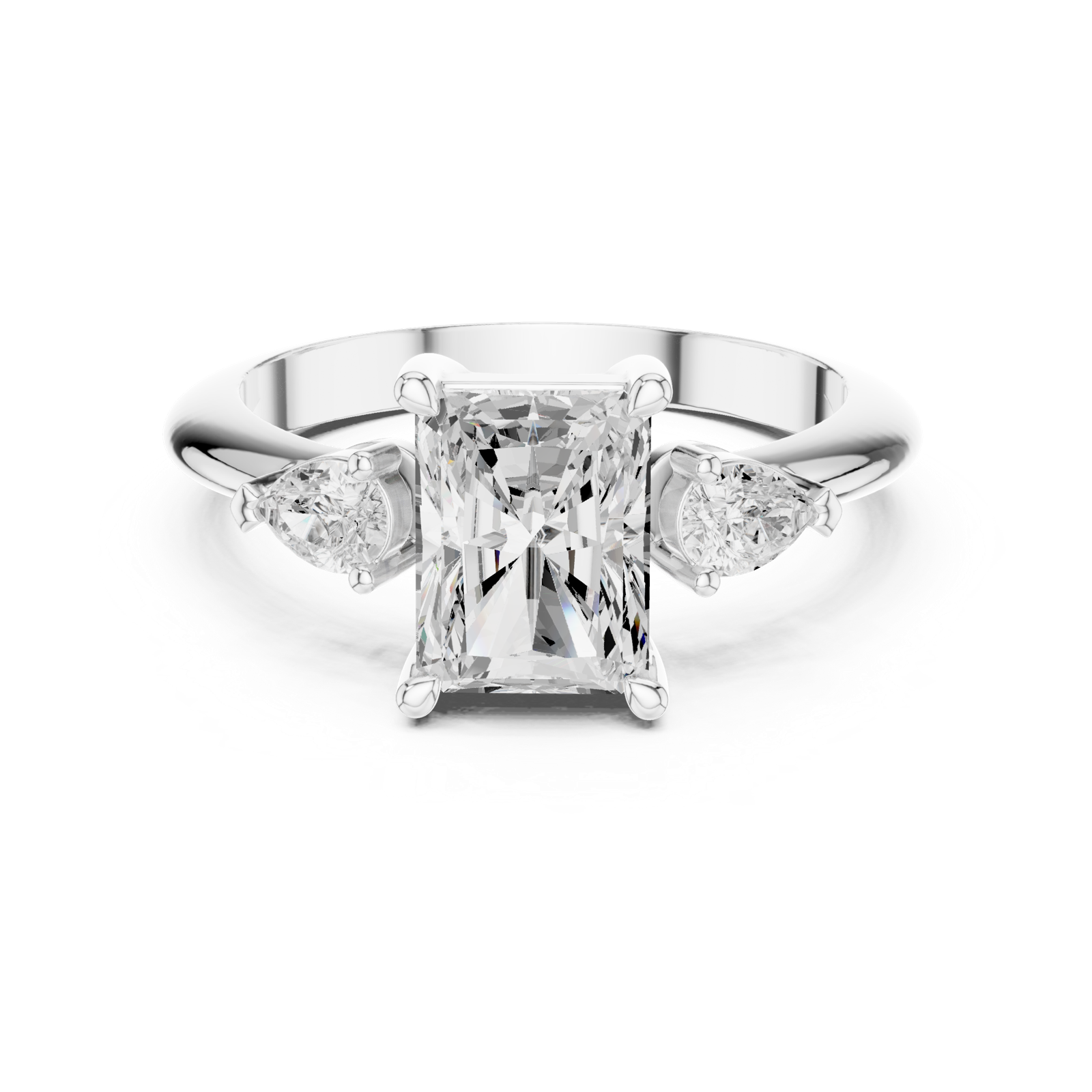 Gold Jewelry L35-66, Radiant center stone, White Gold, view 4