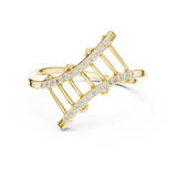 14K Solid Gold Lab Diamond Crossover Ring, Yellow Gold