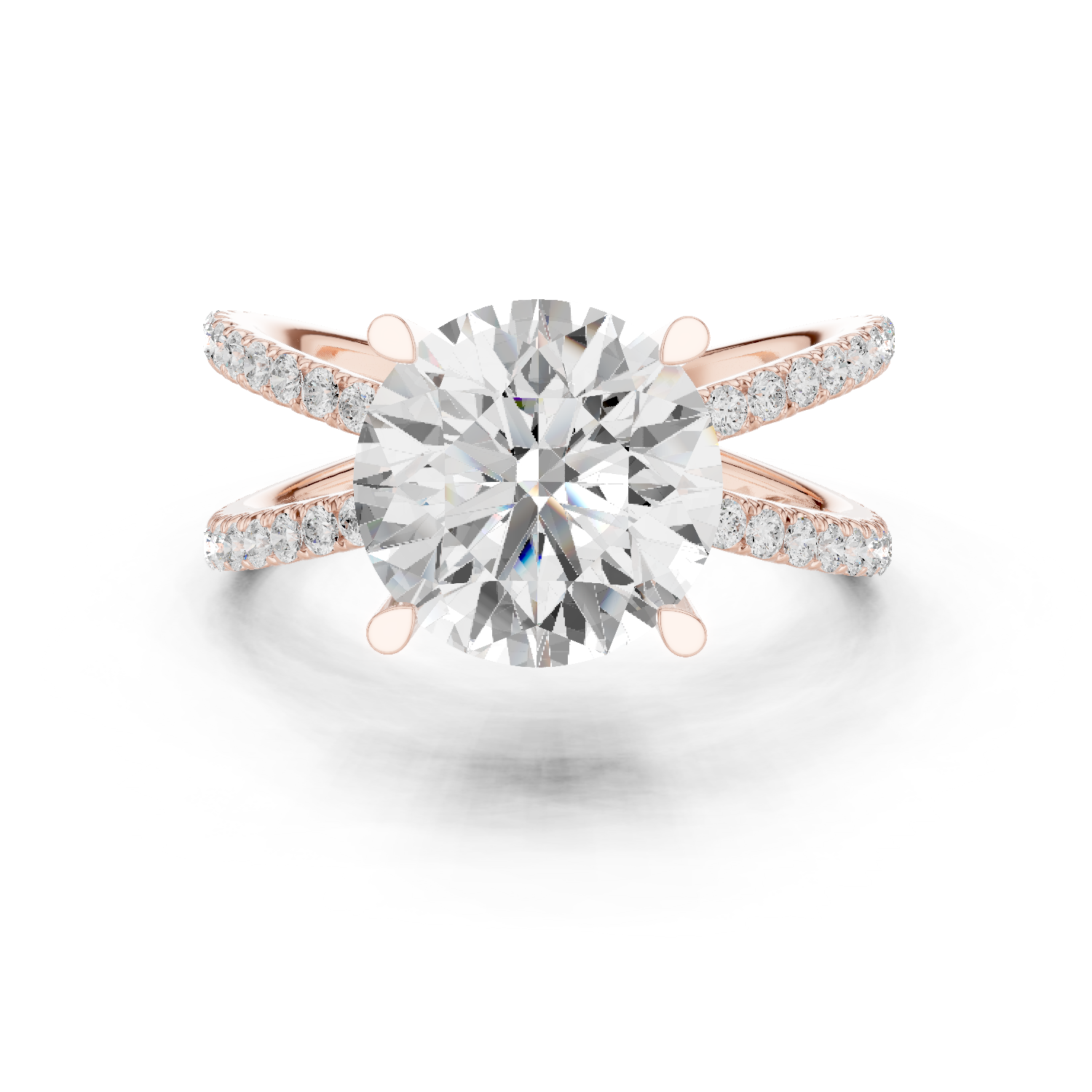 Gold Jewelry L36-25, Round center stone, Rose Gold