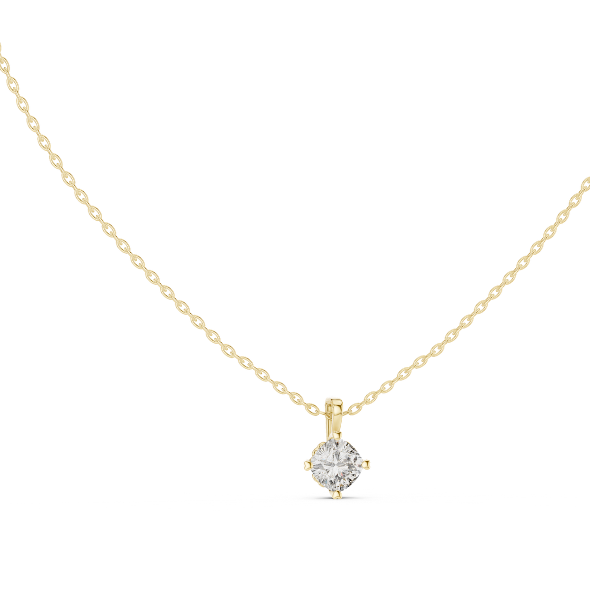 14K Solid Gold Lab Diamond Solitaire Pendant Necklace, Yellow Gold, view 1