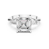 Gold Jewelry, Asscher center stone, White Gold, view 4