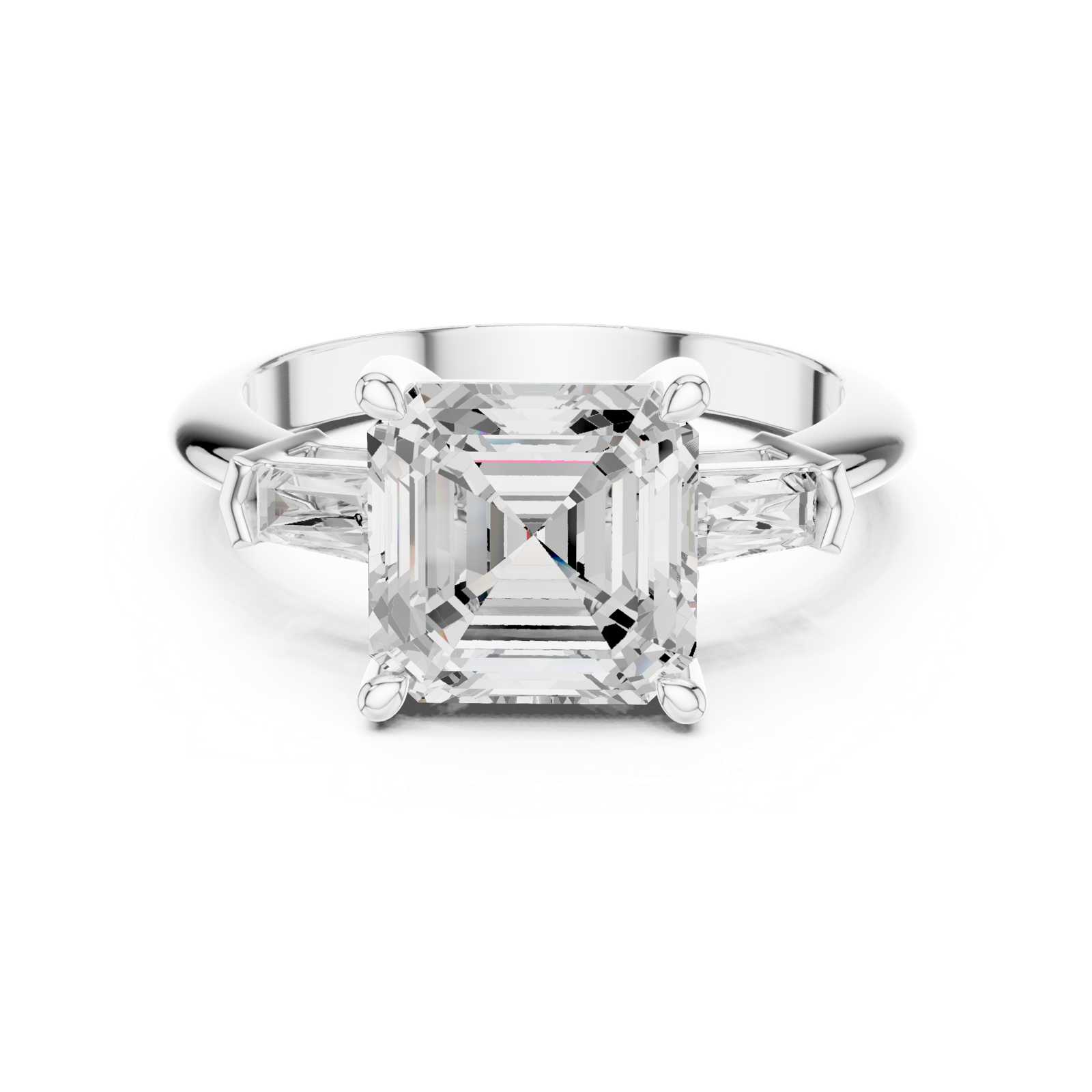 Gold Jewelry, Asscher center stone, White Gold, view 4