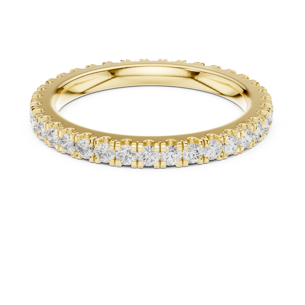14K Solid Gold Lab Diamond Eternity Ring, Yellow Gold