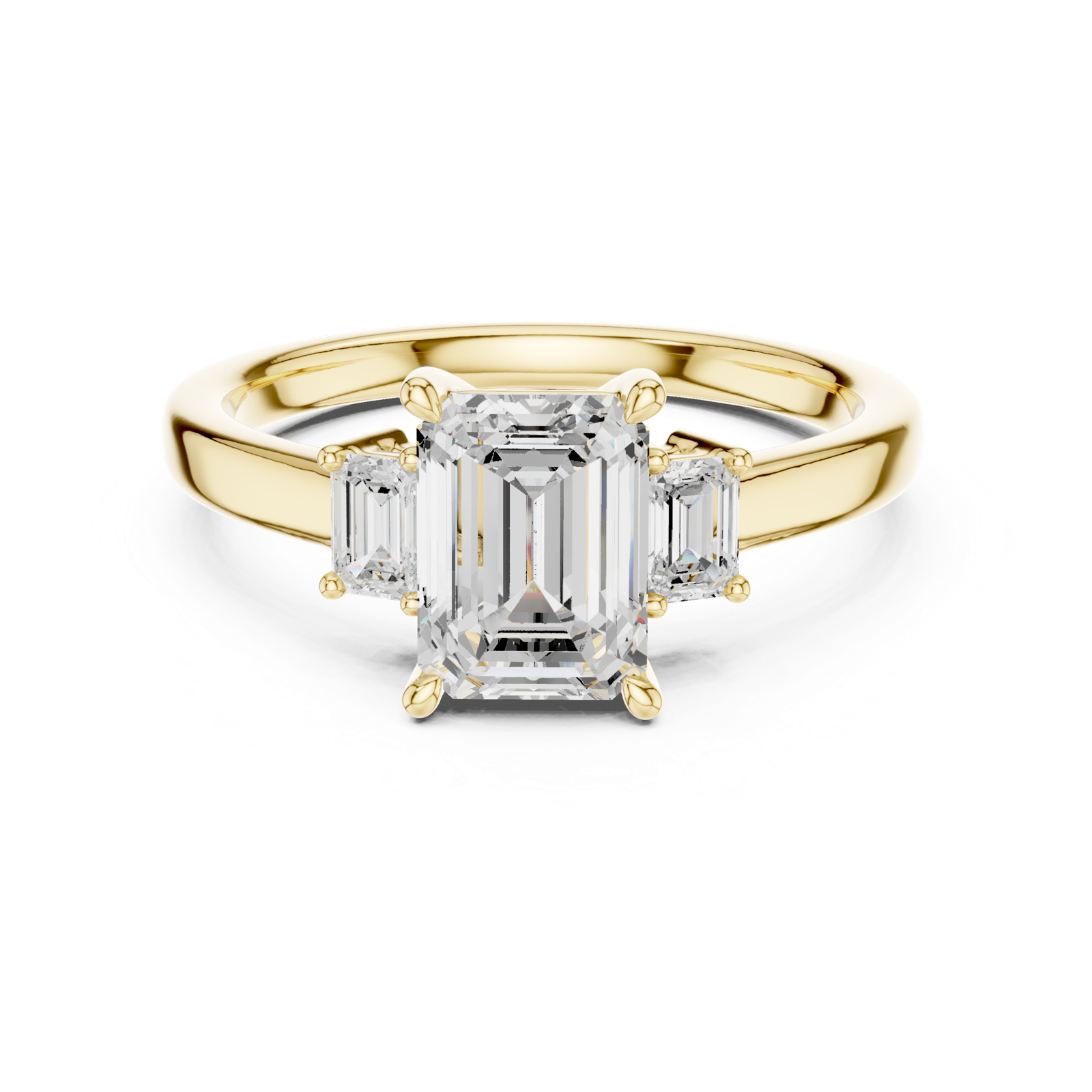 Gold Ring DDLR-038, Emerald center stone, Yellow Gold, view 4