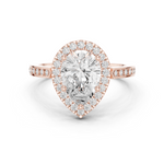 Gold Ring DDLR-349, Pear center stone, Rose Gold