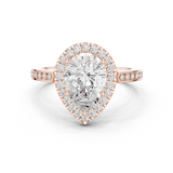 Gold Ring DDLR-349, Pear center stone, Rose Gold
