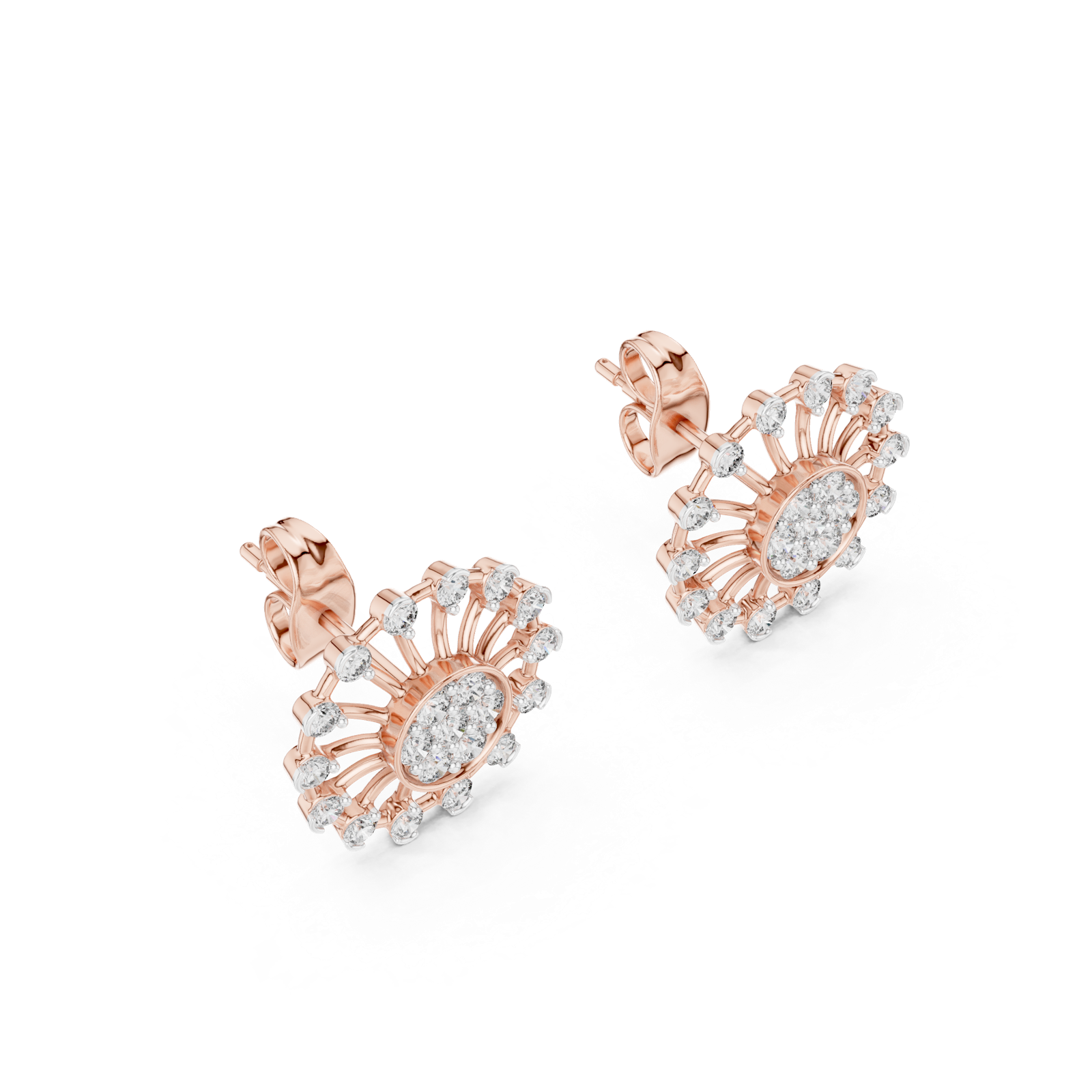 Gold Earrings 12-10024@E, Rose Gold, view 2
