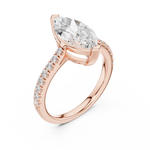 Gold Ring DDLR-039, Marquise center stone, Rose Gold, view 2