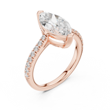 Gold Ring DDLR-039, Marquise center stone, Rose Gold, view 2