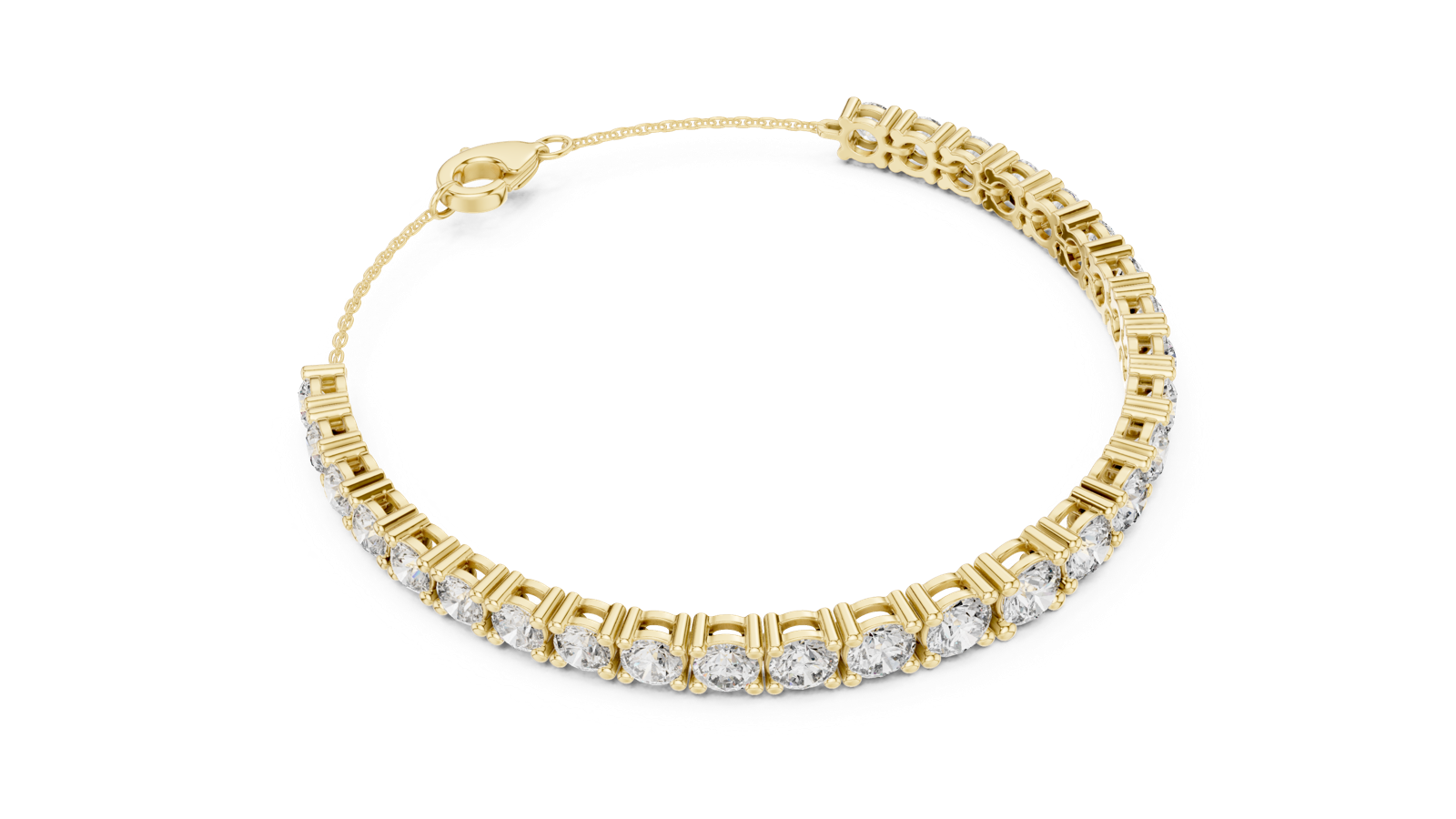 14K Solid Gold Lab Diamond Bracelet, Yellow Gold, view 2