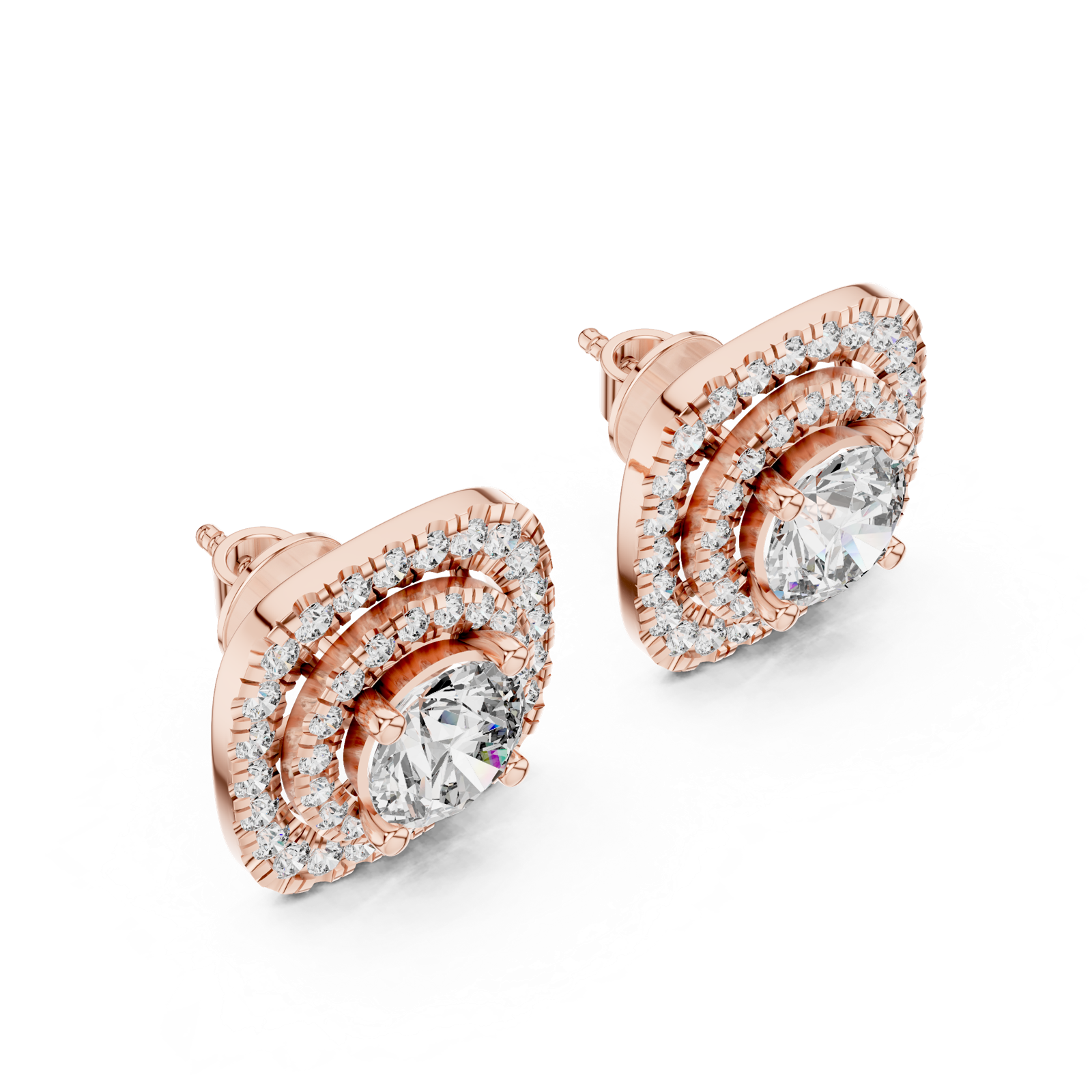 Gold Earrings ER-0010, Rose Gold, view 2