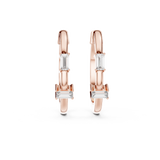 14K Solid Gold Lab Diamond Huggie Earrings, Rose Gold
