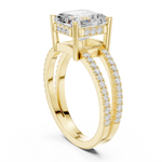 Gold Jewelry, Asscher center stone, Yellow Gold, view 1
