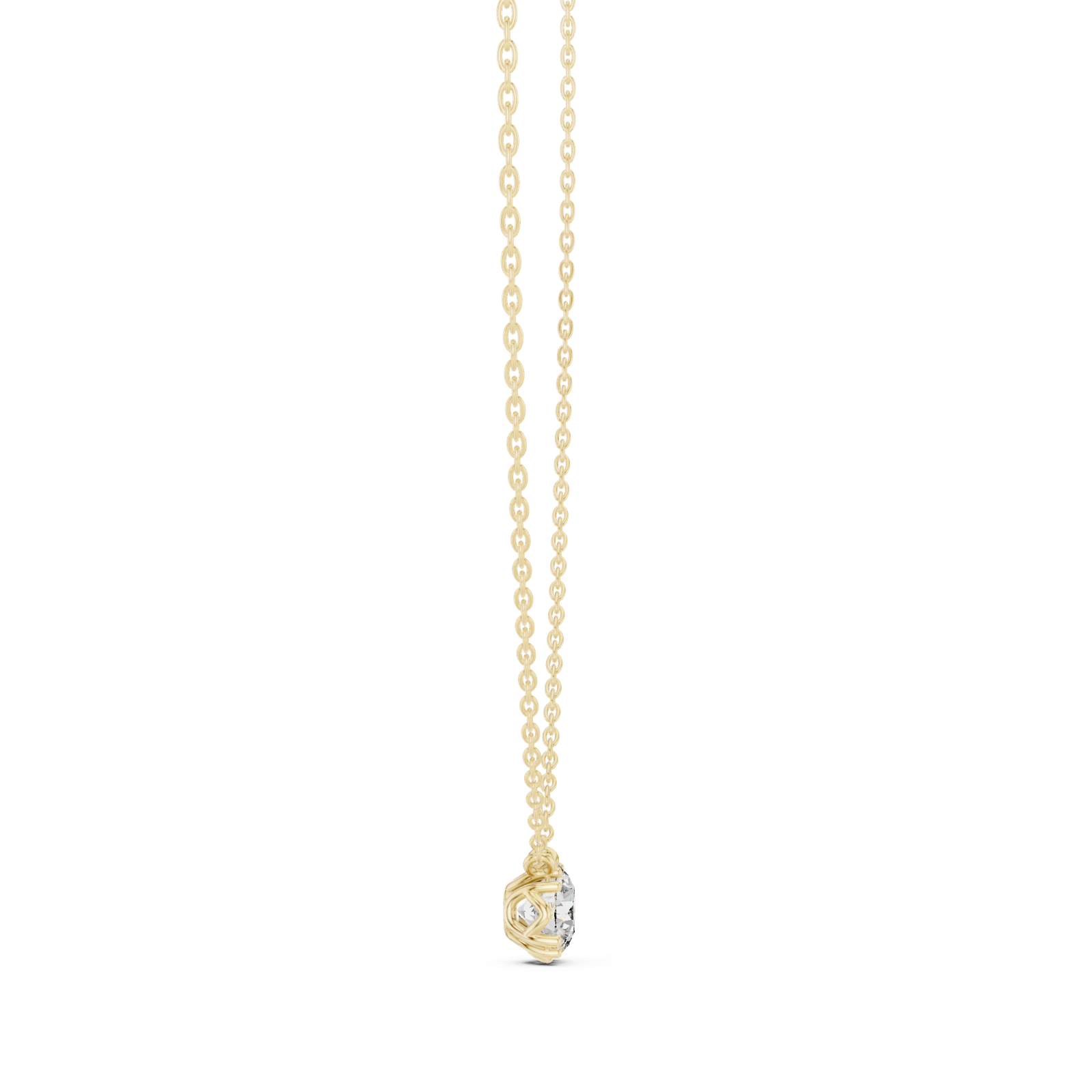 14K Solid Gold Lab Diamond Solitaire Pendant Necklace, Yellow Gold, view 3