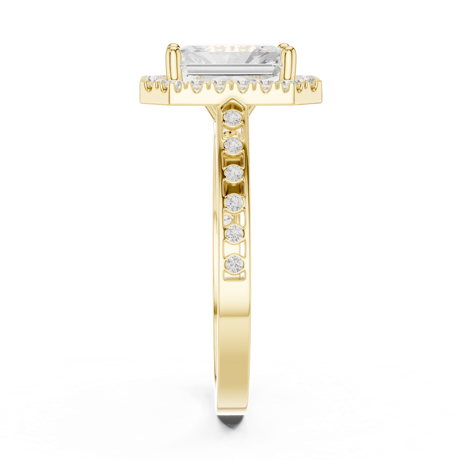 Gold Ring DDLR-349, Radiant center stone, Yellow Gold, view 3