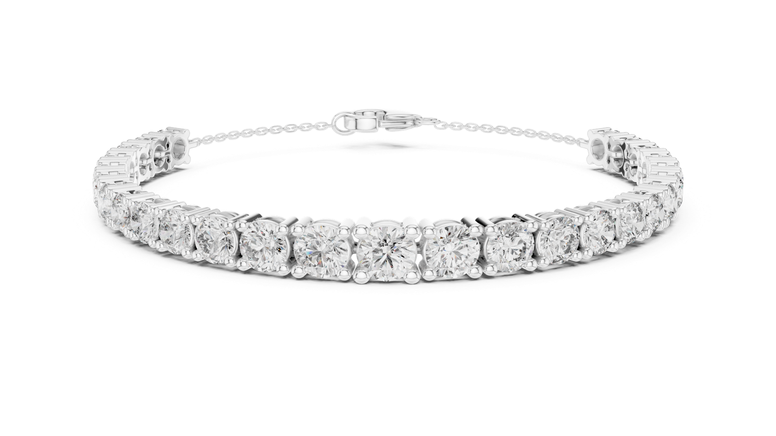 14K Solid Gold Lab Diamond Bracelet, White Gold, view 4
