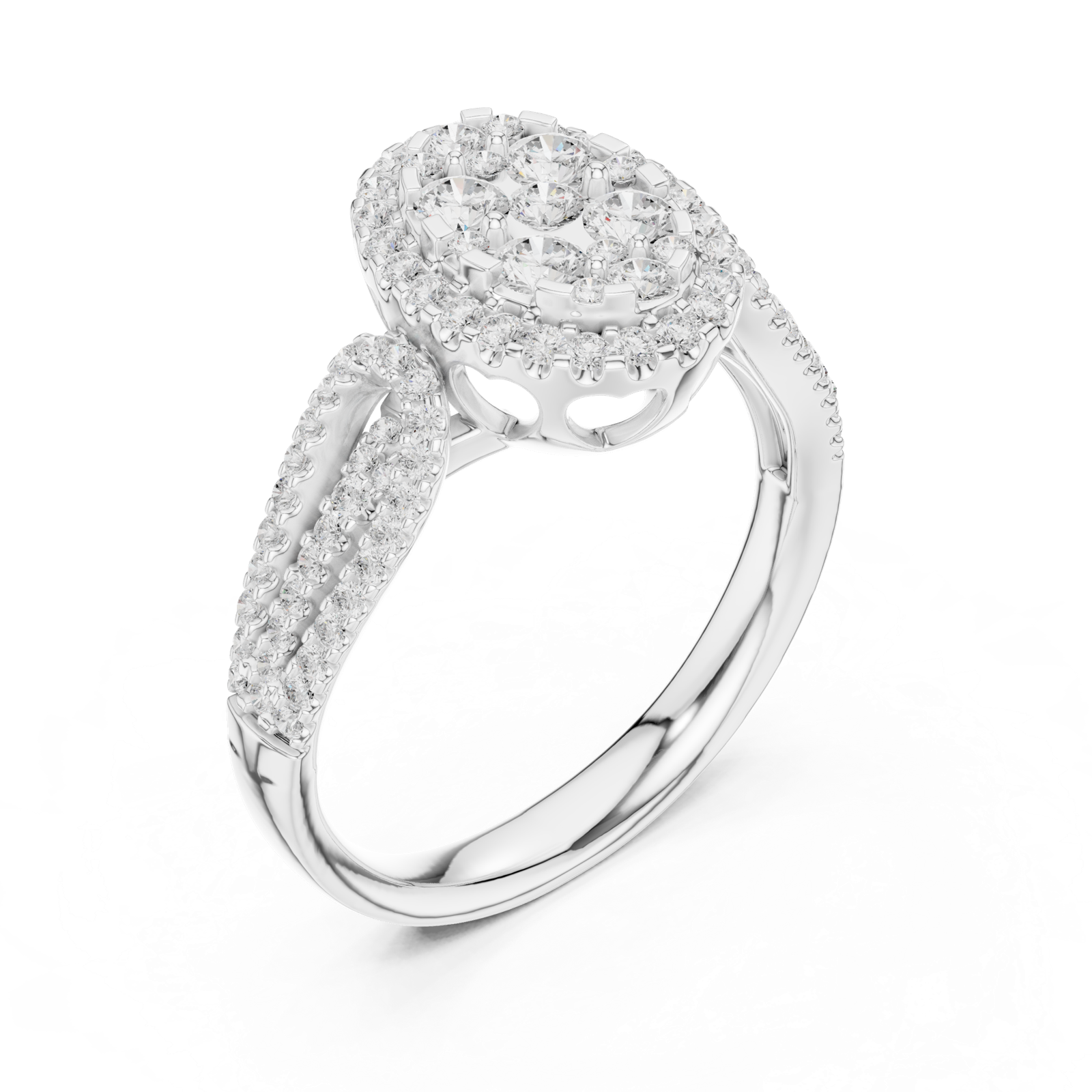 Gold Ring DDLR-758, White Gold, view 2