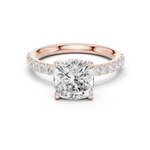 Gold Ring, Cushion center stone, Rose Gold