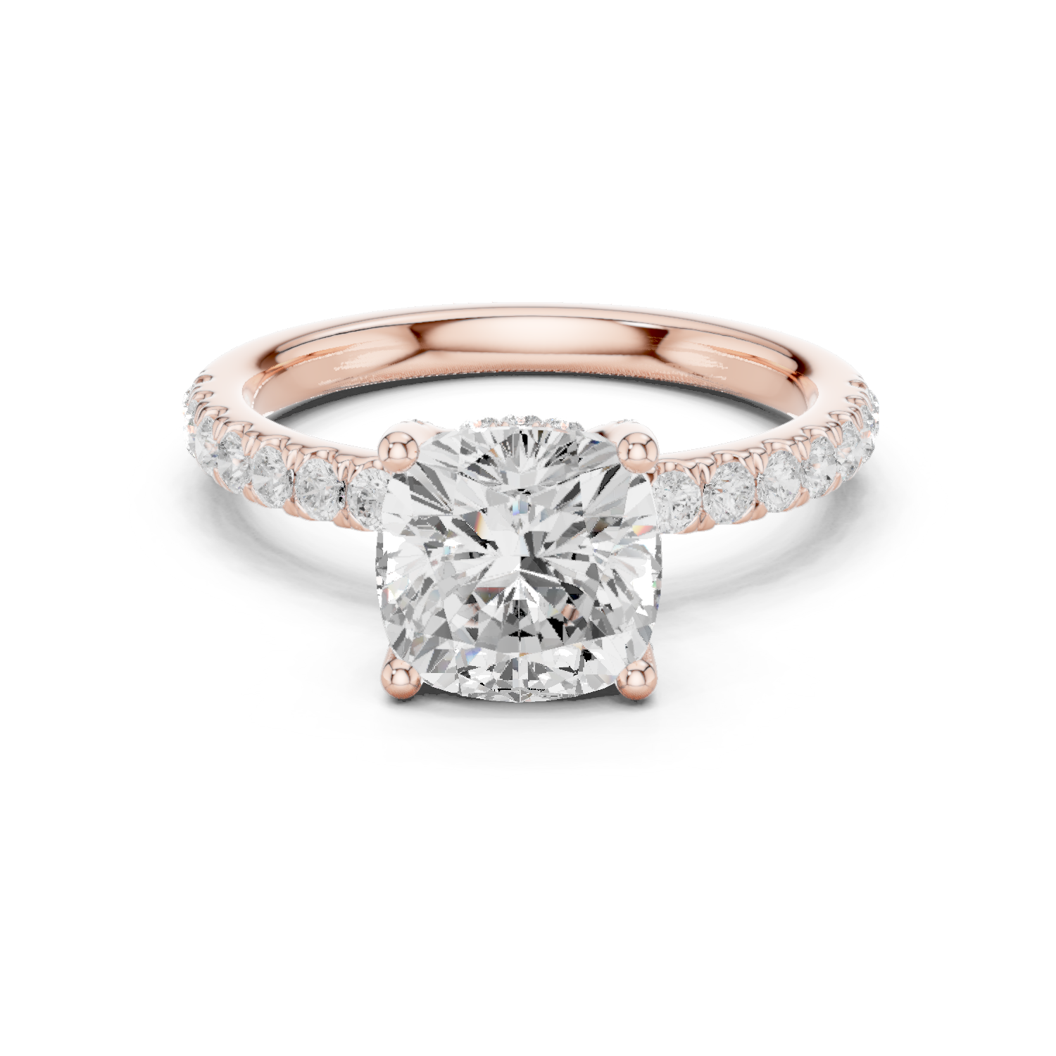 Gold Ring, Cushion center stone, Rose Gold