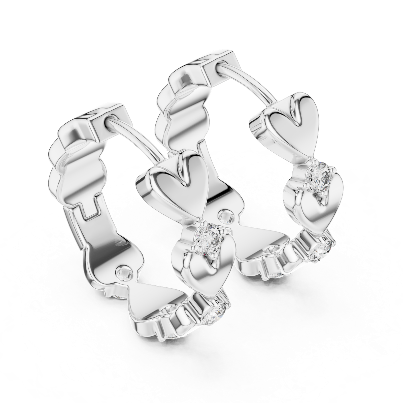 Gold Earrings L02-359, White Gold, view 2
