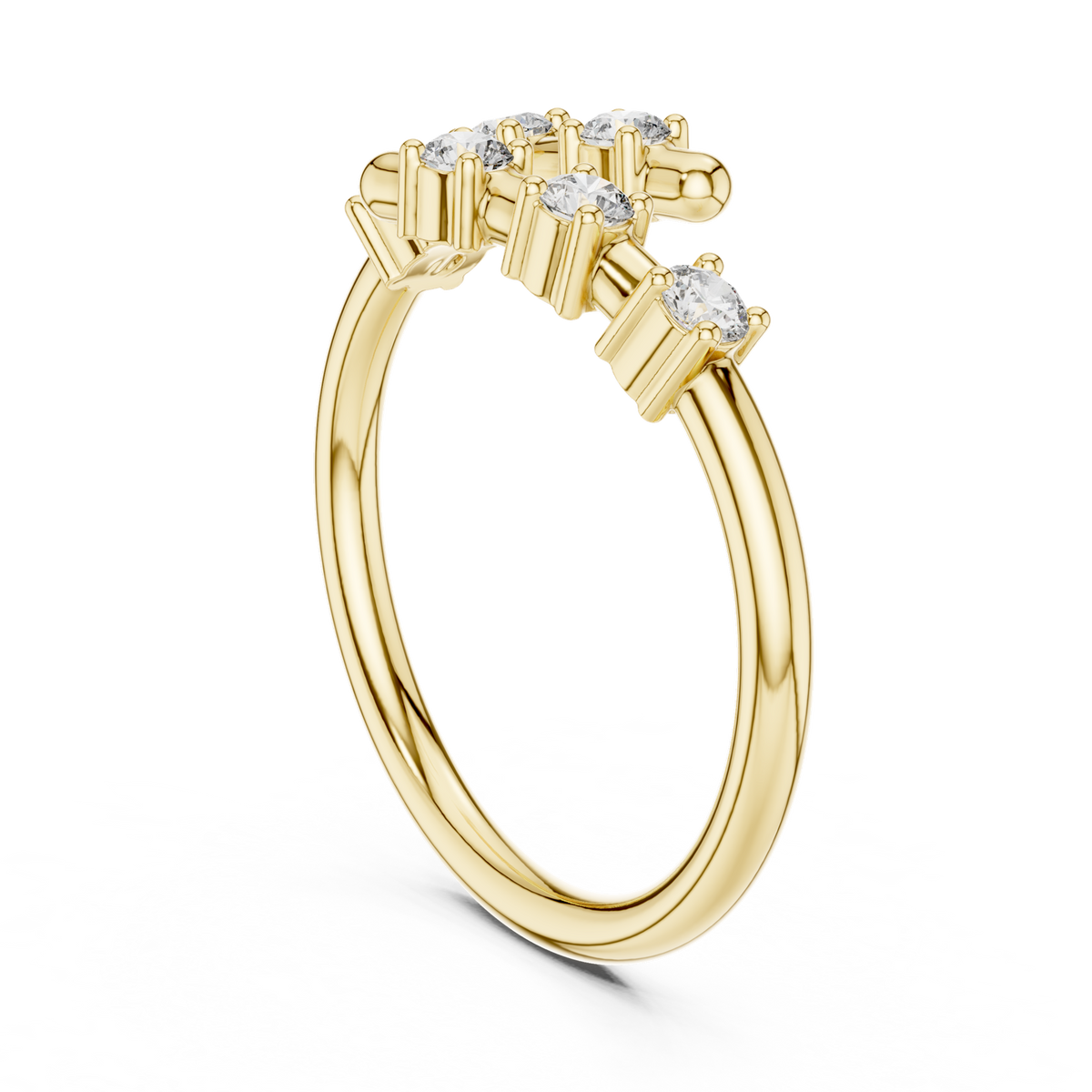 14K Solid Gold Lab Diamond Twist Ring, Yellow Gold, view 1
