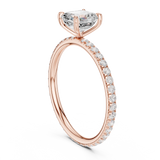 Gold Jewelry, Asscher center stone, Rose Gold, view 1