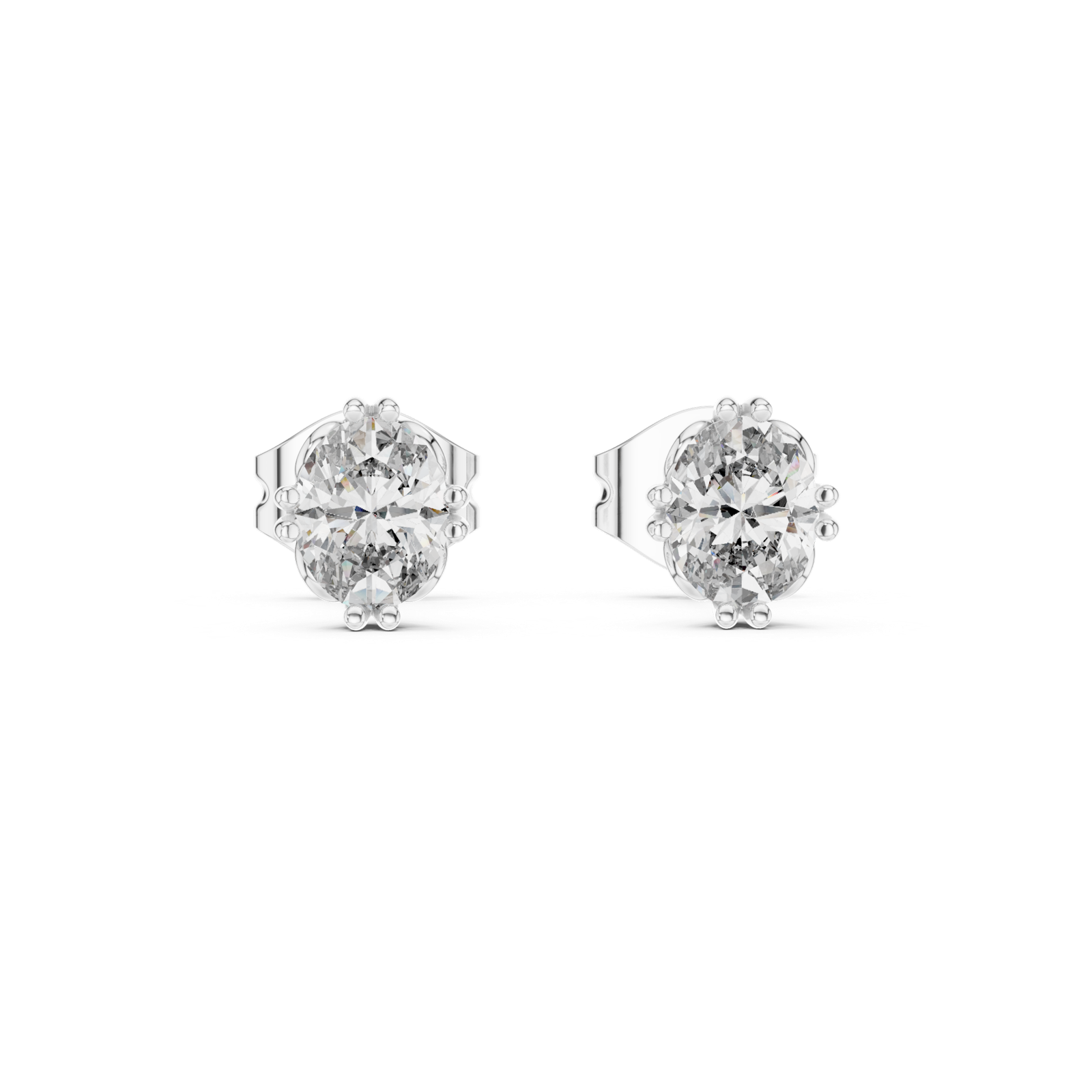 Gold Earrings GER-0365, White Gold, view 4